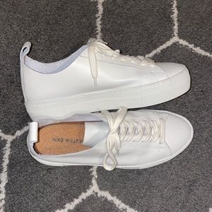 White leather platform sneakers